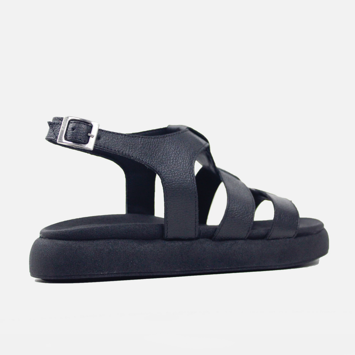 Sandalia flatform ester de cuero para mujer - Negro