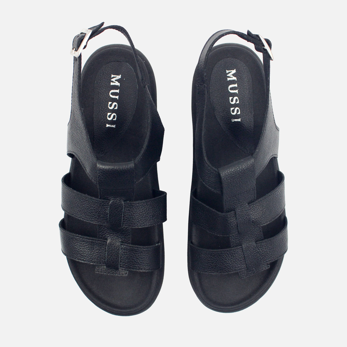 Sandalia flatform ester de cuero para mujer - Negro