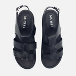 Sandalia flatform ester de cuero para mujer - Negro