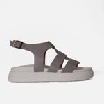 Sandalia flatform ester de cuero para mujer - Gris