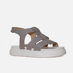 Sandalia flatform ester de cuero para mujer - Gris