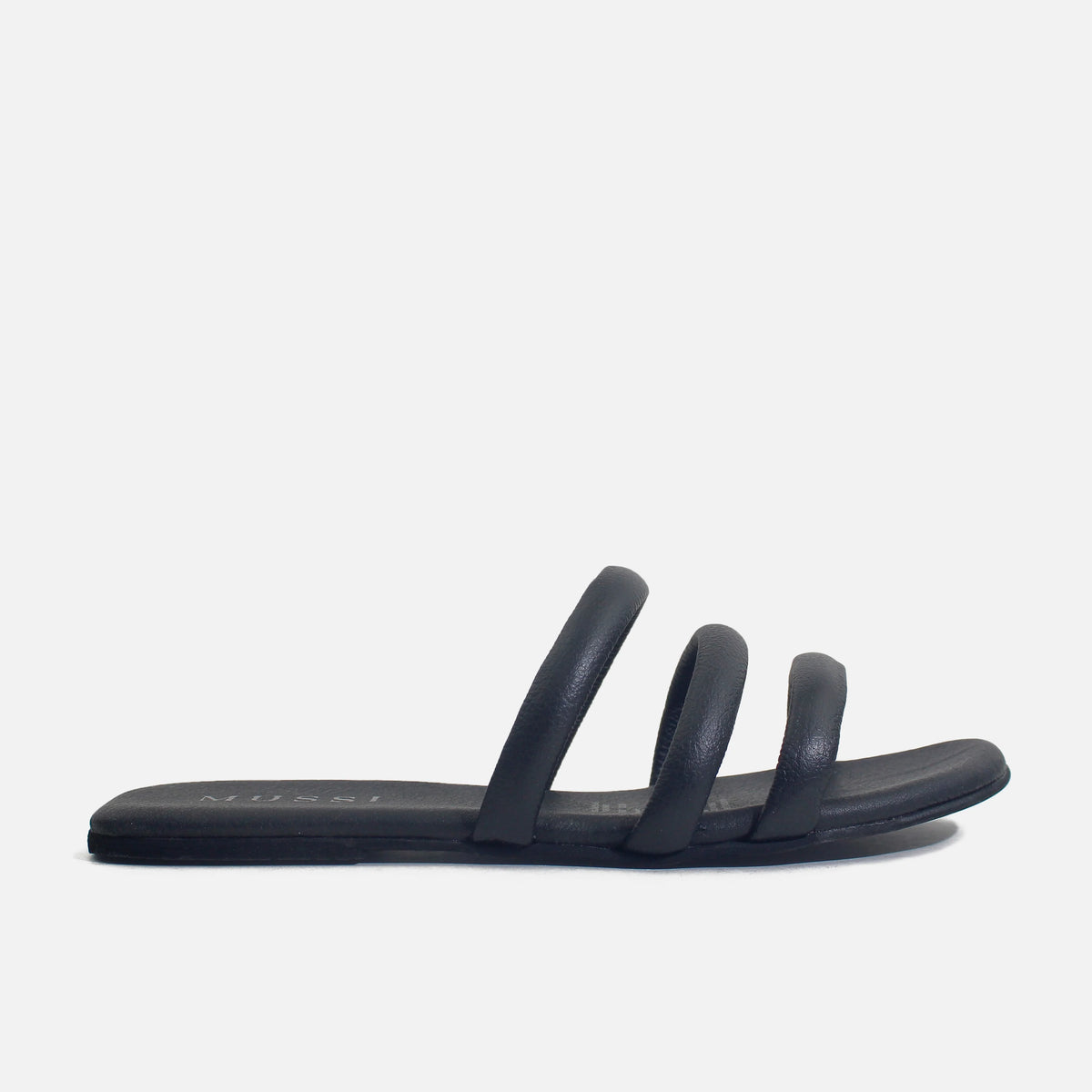 Sandalia plana amira de cuero para mujer - Negro