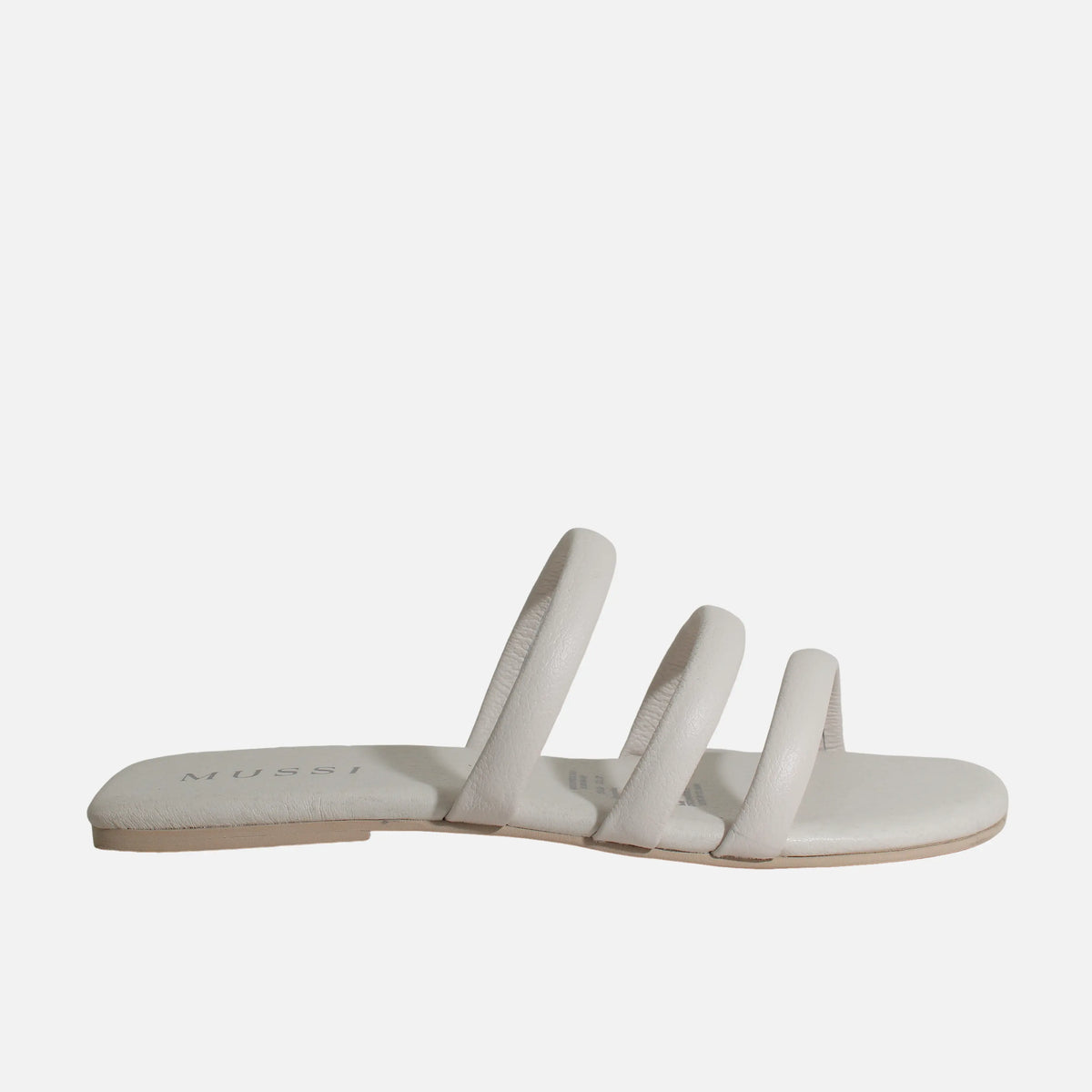 Sandalia plana amira de cuero para mujer - Blanco