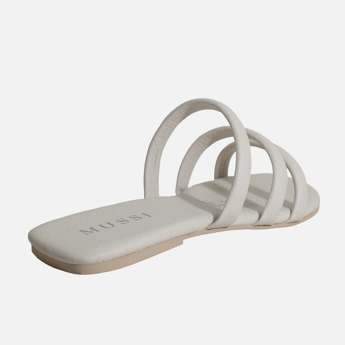 Sandalia plana amira de cuero para mujer - Blanco