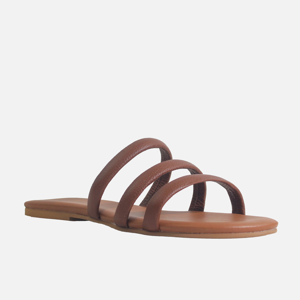 Sandalia plana amira de cuero para mujer - Miel