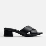 Sandalia tacon arena de cuero para mujer - Negro