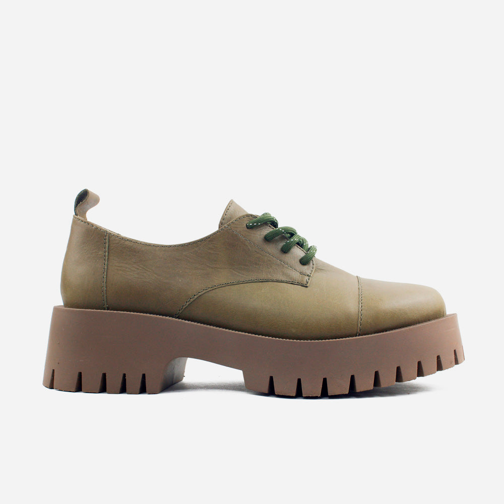 Oxford tractorado aroa de cuero para mujer - Verde