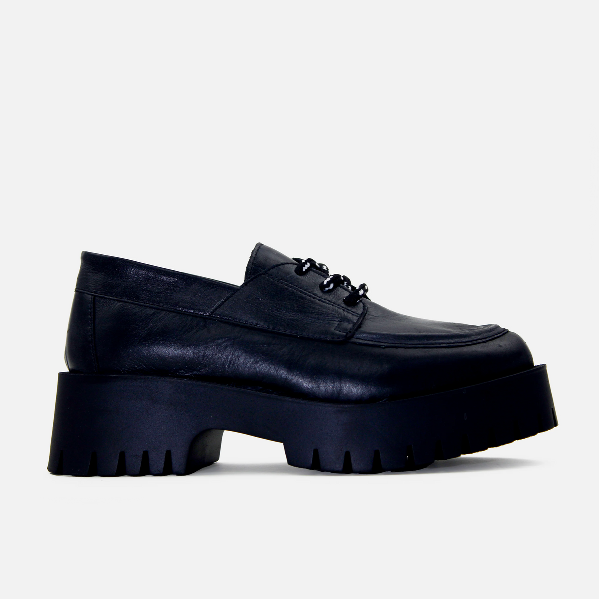 Oxford tractorado paola de cuero para mujer - Negro