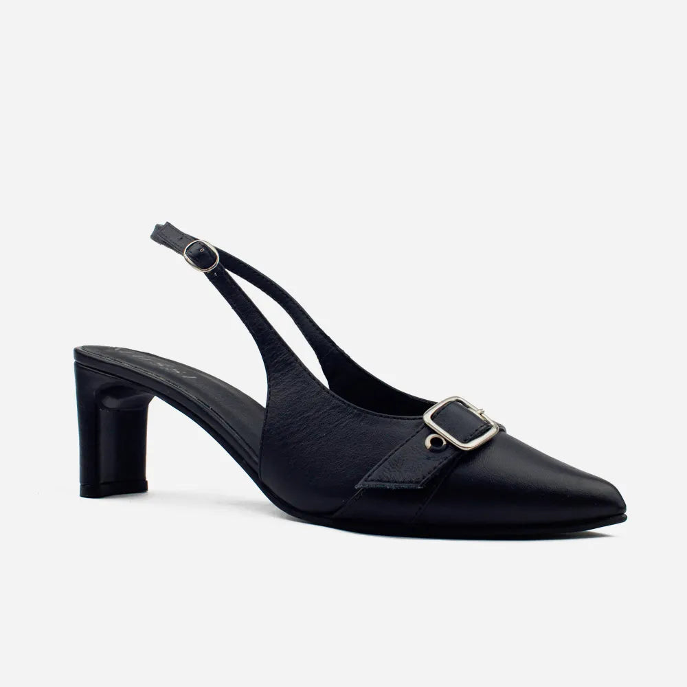 Tacones nube de cuero para mujer - Negro