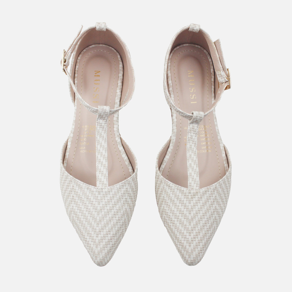 Baleta destalonada mia de sintético para mujer - Hueso