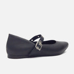 Baleta plana helia de cuero para mujer - Negro