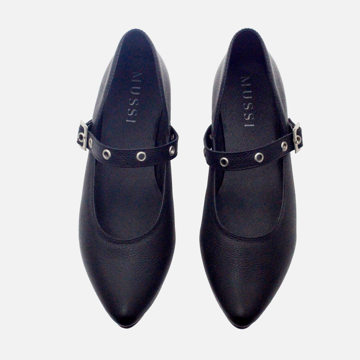 Baleta plana helia de cuero para mujer - Negro