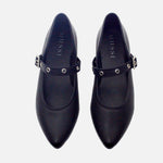 Baleta plana helia de cuero para mujer - Negro