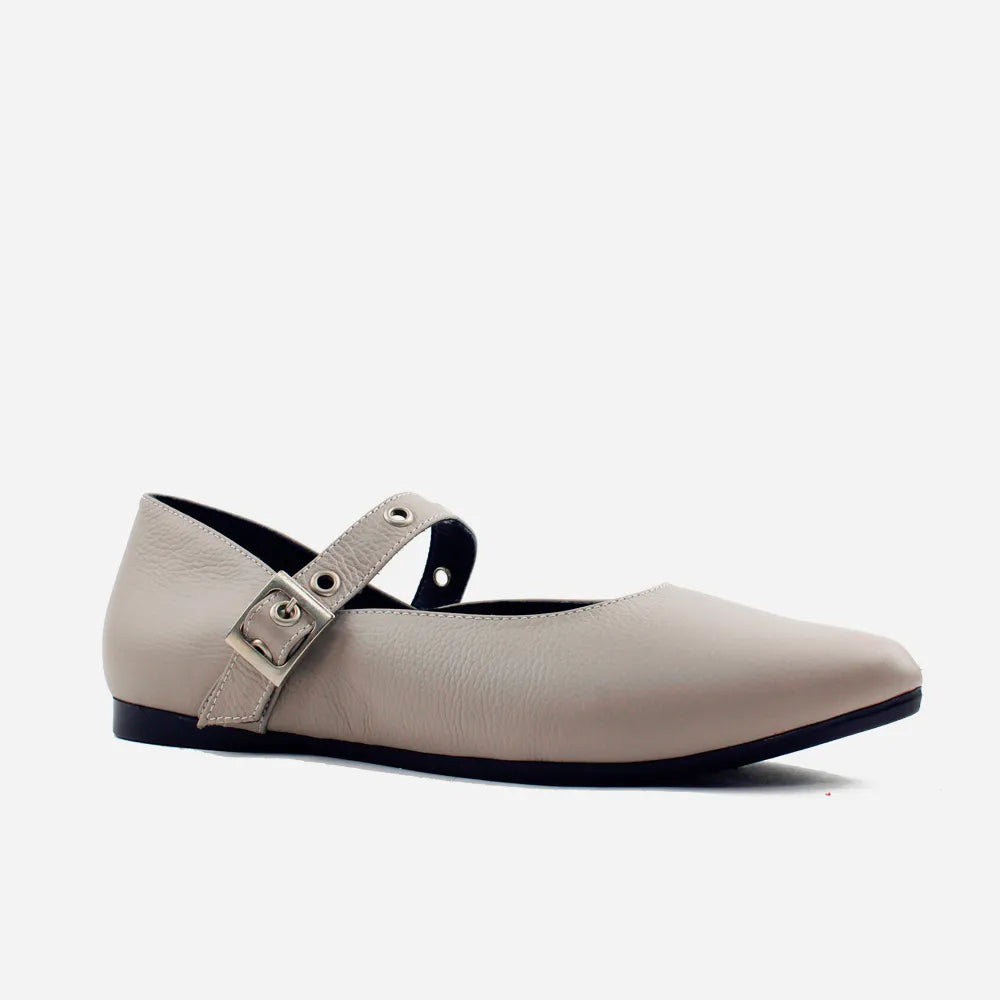 Baleta plana helia de cuero para mujer - Gris