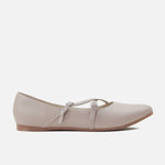 Baleta plana cristal de cuero para mujer - Nude