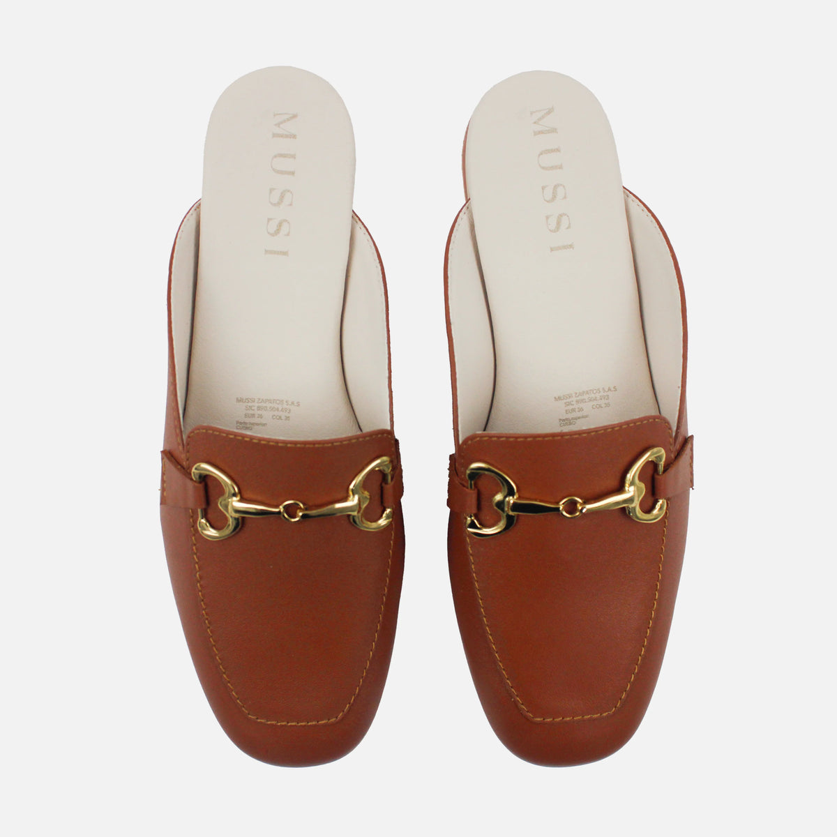 Zueco plano marise de cuero para mujer - Miel
