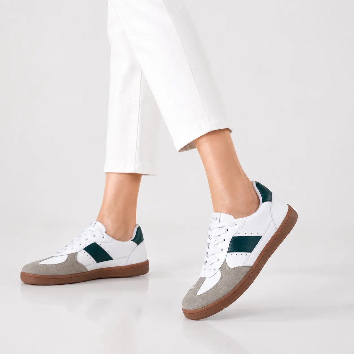 Tenis elisabett de cuero para mujer - Verde