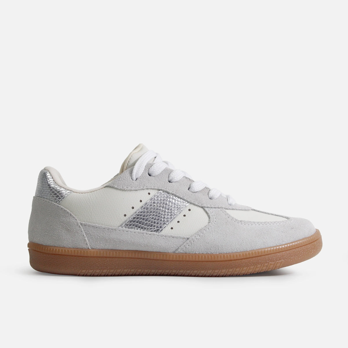 Tenis elisabett de cuero para mujer - Plateado