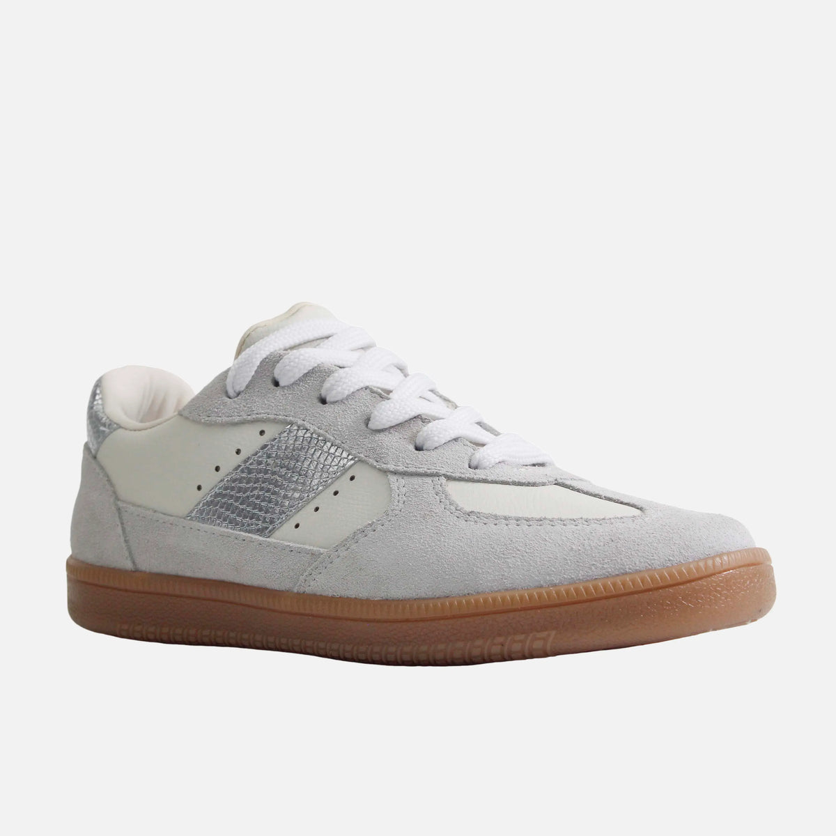 Tenis elisabett de cuero para mujer - Plateado