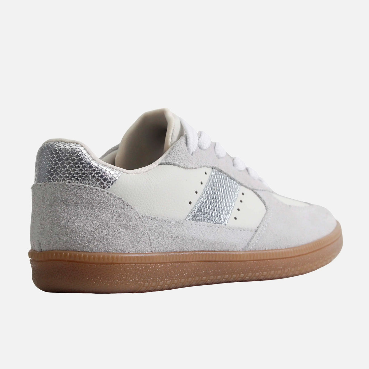 Tenis elisabett de cuero para mujer - Plateado