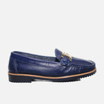 Mocasin plano liora de cuero para mujer - Azul