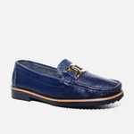 Mocasin plano liora de cuero para mujer - Azul