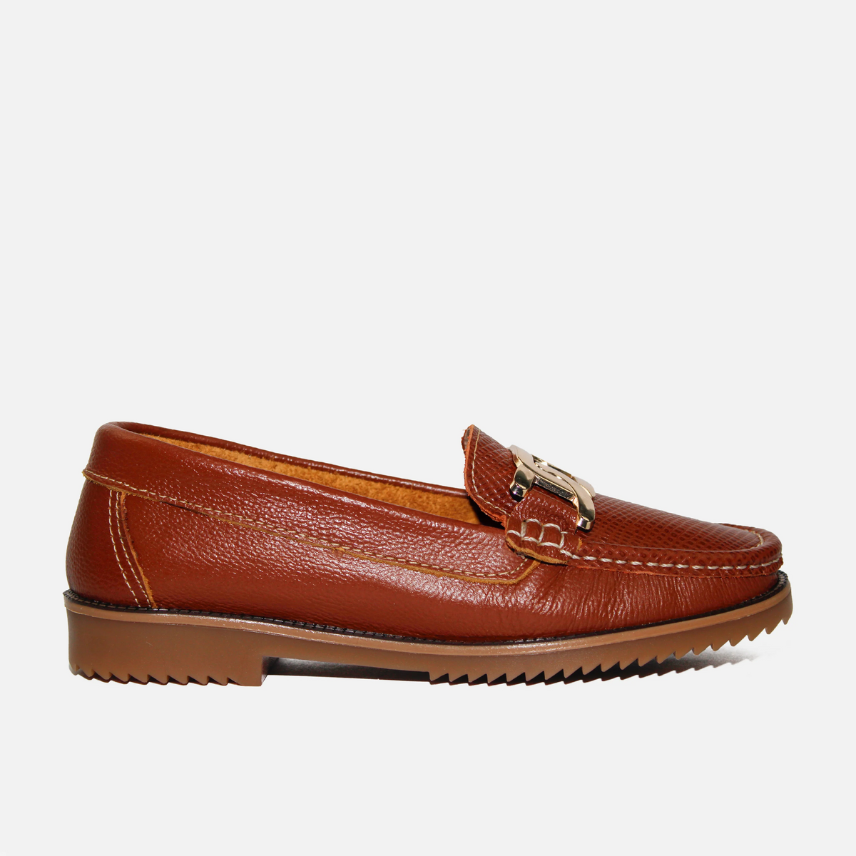 Mocasin plano liora de cuero para mujer - Miel