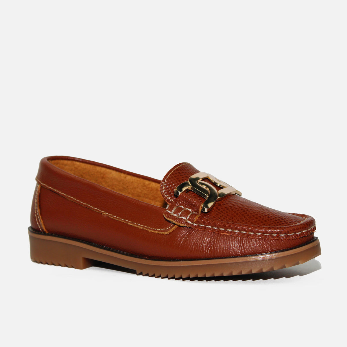 Mocasin plano liora de cuero para mujer - Miel