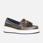 Mocasin plataforma bloomy de cuero para mujer - Plateado