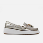 Mocasin plataforma bloomy de cuero para mujer - Oro