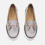 Mocasin plataforma bloomy de cuero para mujer - Oro