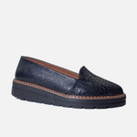 Mocasin plataforma boreal de cuero para mujer - Negro
