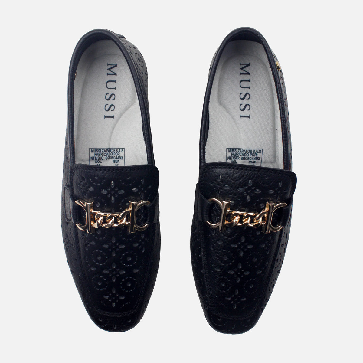 Mocasin plano merida de cuero para mujer - Negro