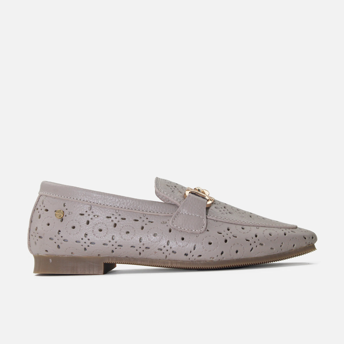 Mocasin plano merida de cuero para mujer - Gris