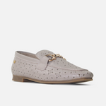 Mocasin plano merida de cuero para mujer - Gris