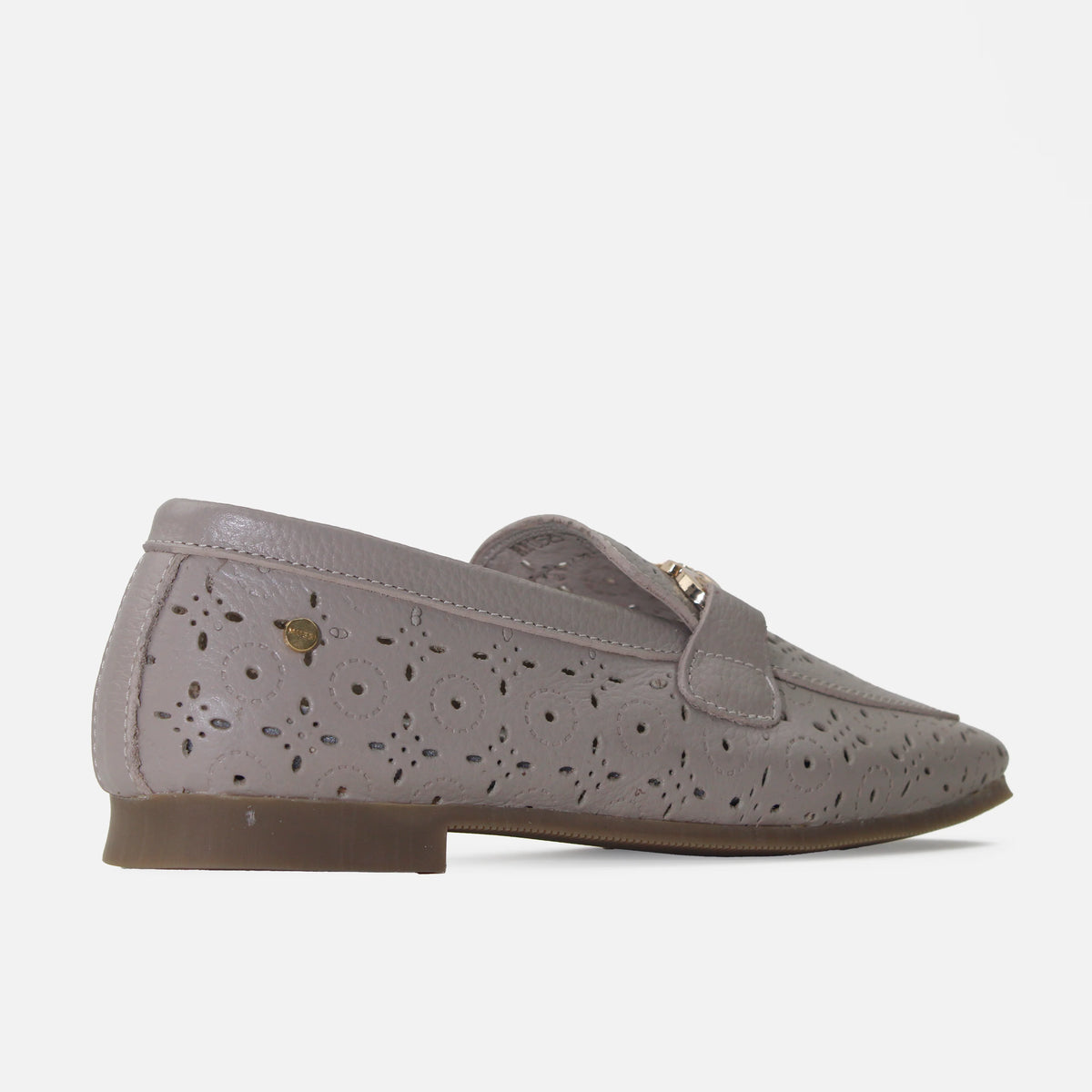 Mocasin plano merida de cuero para mujer - Gris
