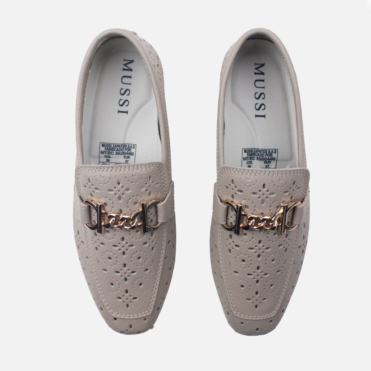 Mocasin plano merida de cuero para mujer - Gris