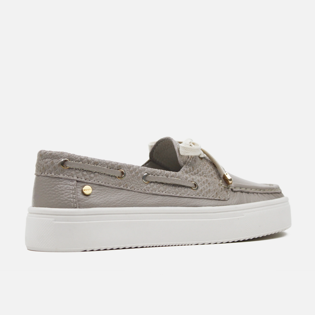 Mocasin plataforma solé de cuero para mujer - Gris