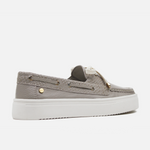 Mocasin plataforma solé de cuero para mujer - Gris