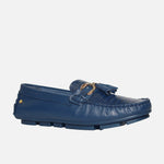 Mocasin plano sibel de cuero para mujer - Azul