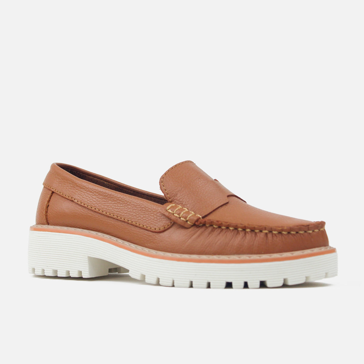 Mocasin tractorado liana de cuero para mujer - Miel