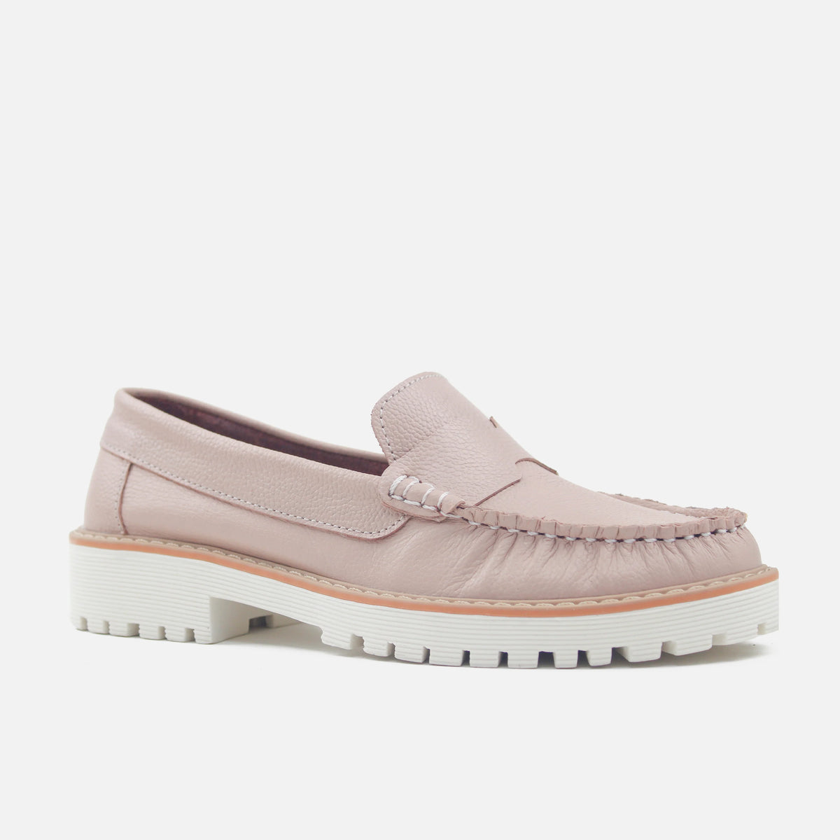 Mocasin tractorado liana de cuero para mujer - Rosado