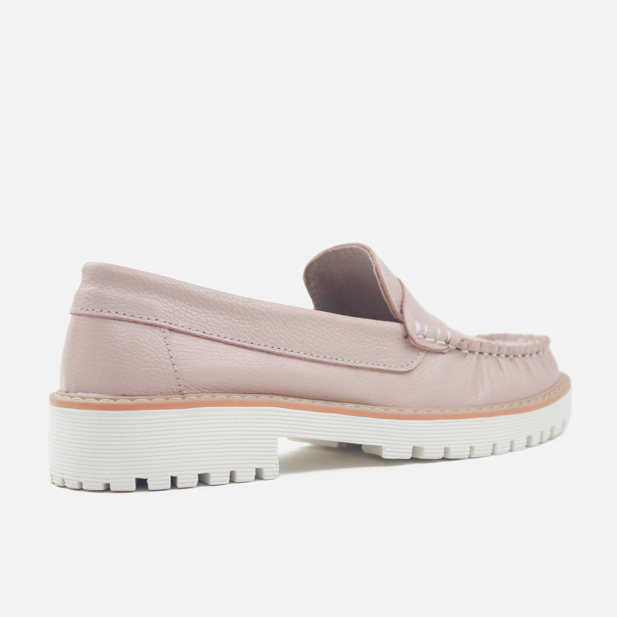 Mocasin tractorado liana de cuero para mujer - Rosado
