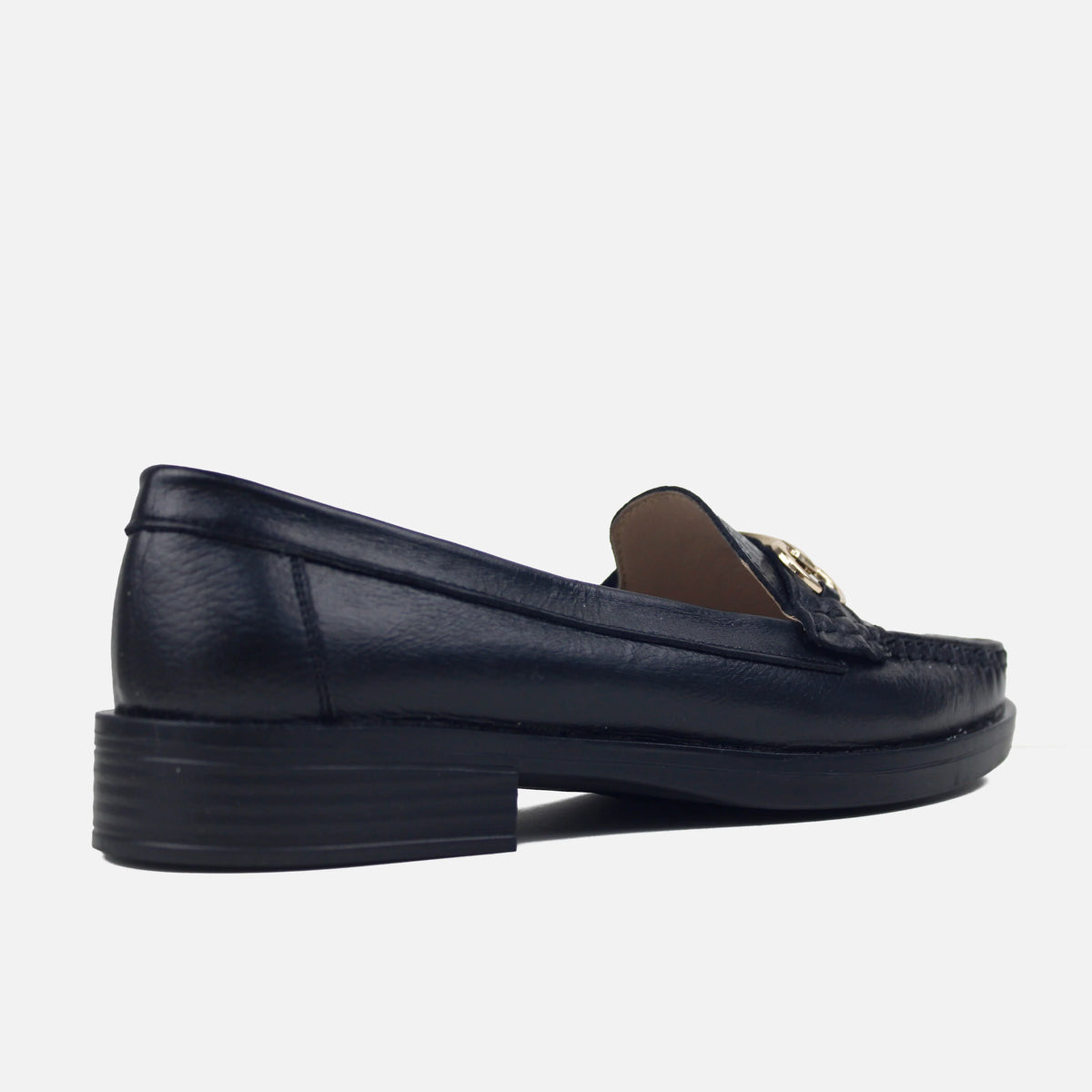 Mocasin plano frescura de cuero para mujer - Negro