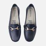 Mocasin plano frescura de cuero para mujer - Negro