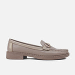 Mocasin plano frescura de cuero para mujer - Taupe