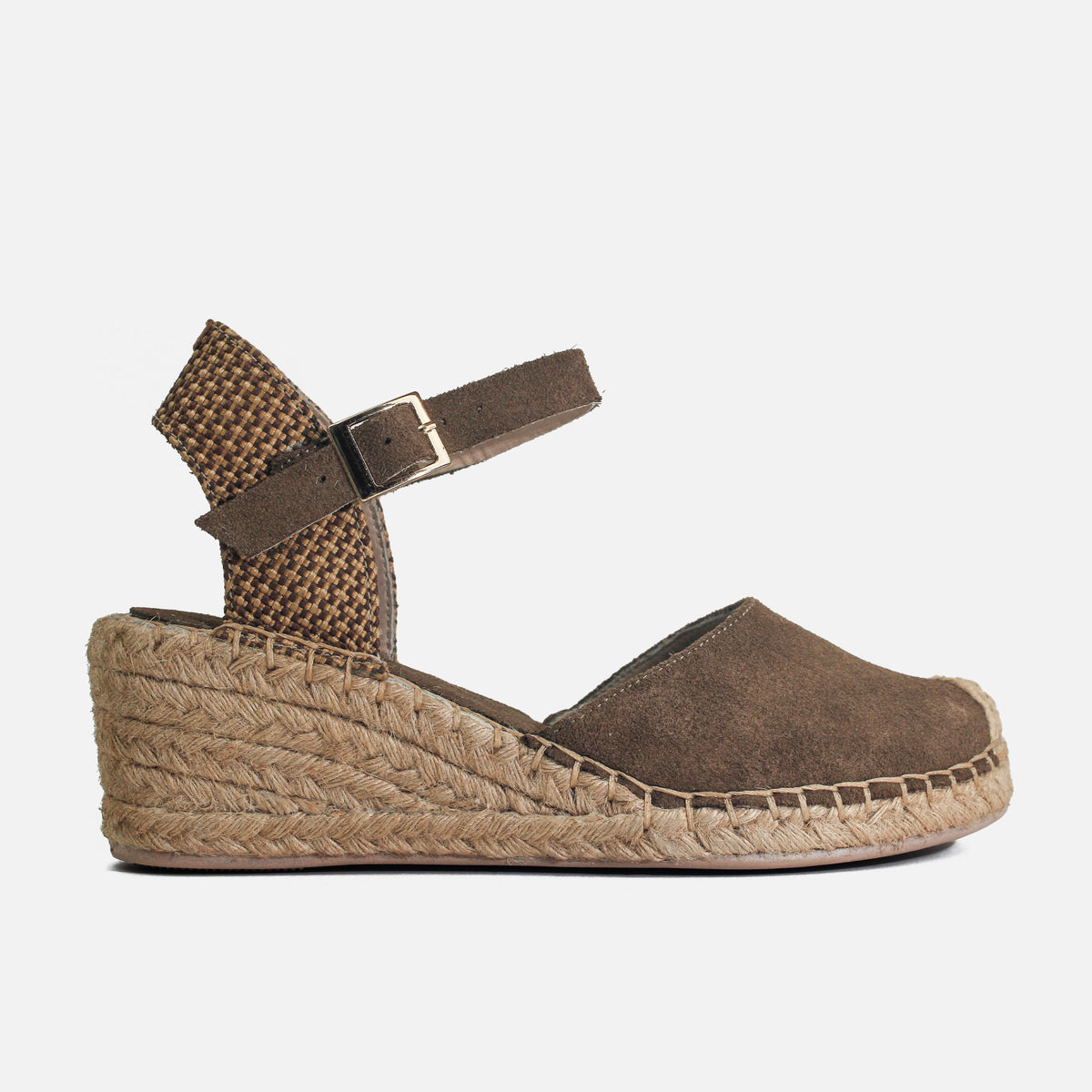 Sandalia espadrilla savina de cuero para mujer - Café