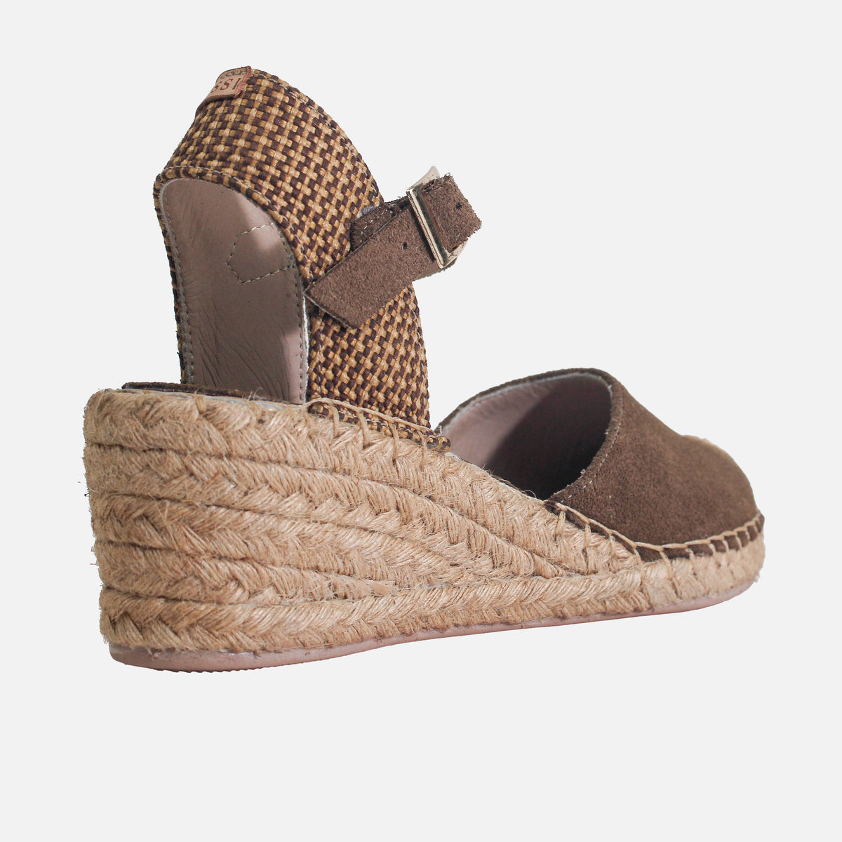 Sandalia espadrilla savina de cuero para mujer - Café