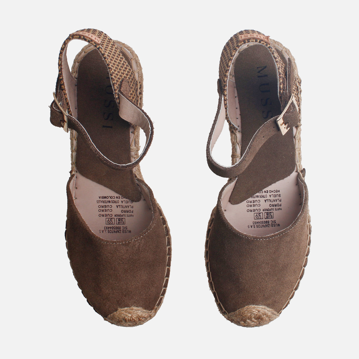 Sandalia espadrilla savina de cuero para mujer - Café