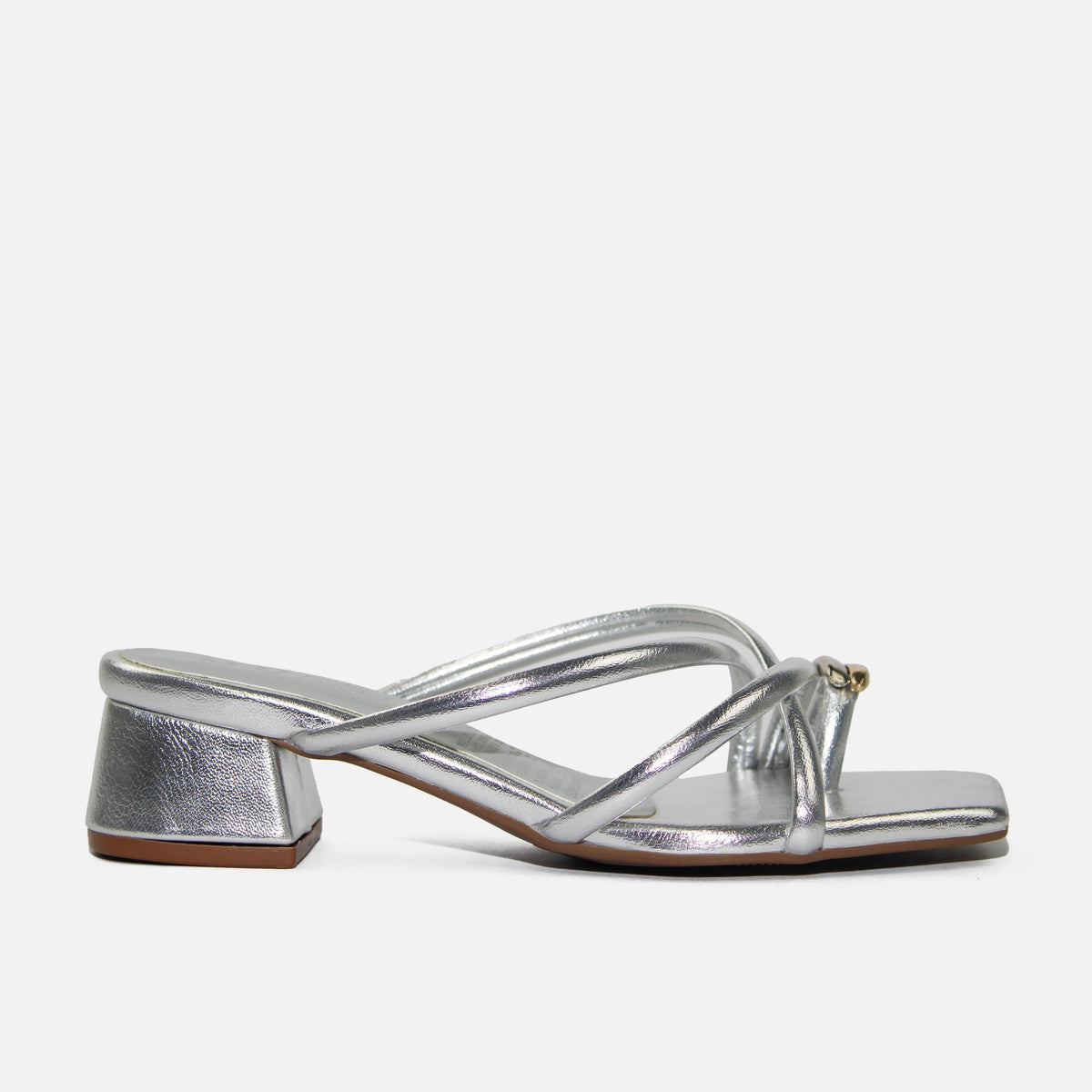 Sandalia tacon brise de sintético para mujer - Plateado